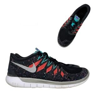 Nike Free 5.0 Women's Size 7 Running Shoes Black Paint Splatter 705346-035